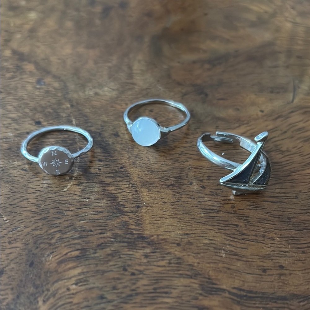 Silver Nautical Ring Set